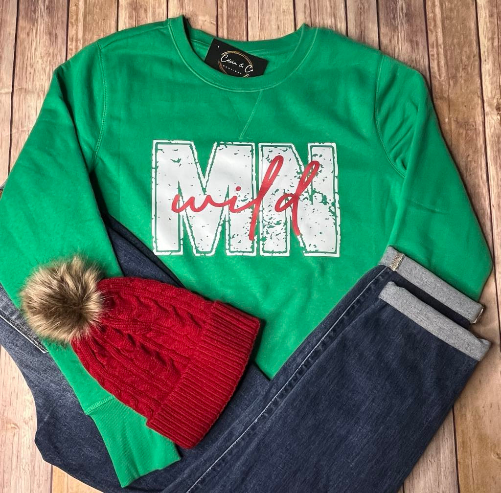MN hockey grey crewneck Sweatshirt